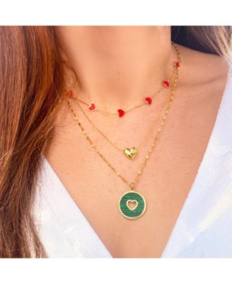 Gold Puffy Heart Necklace 14K Gold