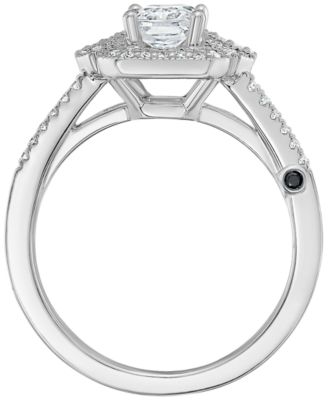 Emerald Diamond Halo Engagement Ring (3/4 ct. t.w.) in 14k White Gold