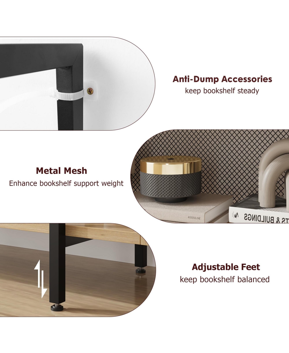 Gaomon 71.3" 6-Tier Bookshelf, Tall Industrial Bookcase with Open Display & Storage Organizer for Home Office