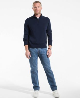 Men's Tall Long Sleeve Fine Gauge Cotton Quarter Zip Sweater