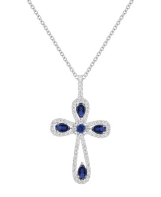 Lab Grown Sapphire (1-1/2 ct. t.w.) Pendant Necklace in Sterling Silver (also available in Ruby and Emerald)