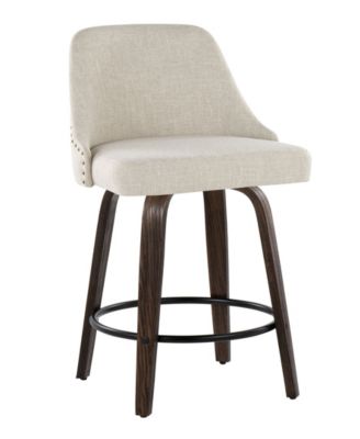 Fabric Studded Marcel Transitional Fixed-Height Counter Stool, Set of 2