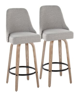 Fabric Studded Marcel Transitional Fixed-Height Counter Stool, Set of 2