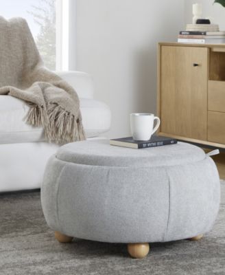 14.75" Fabric Tray Pouf Contemporary Storage Ottoman