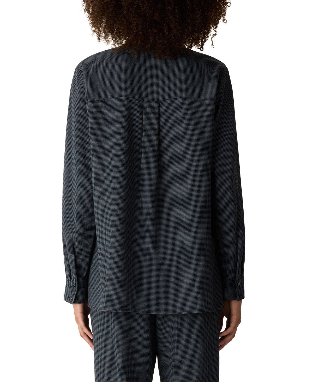 Eileen Fisher Petite Mandarin Collar Button Front Shirt