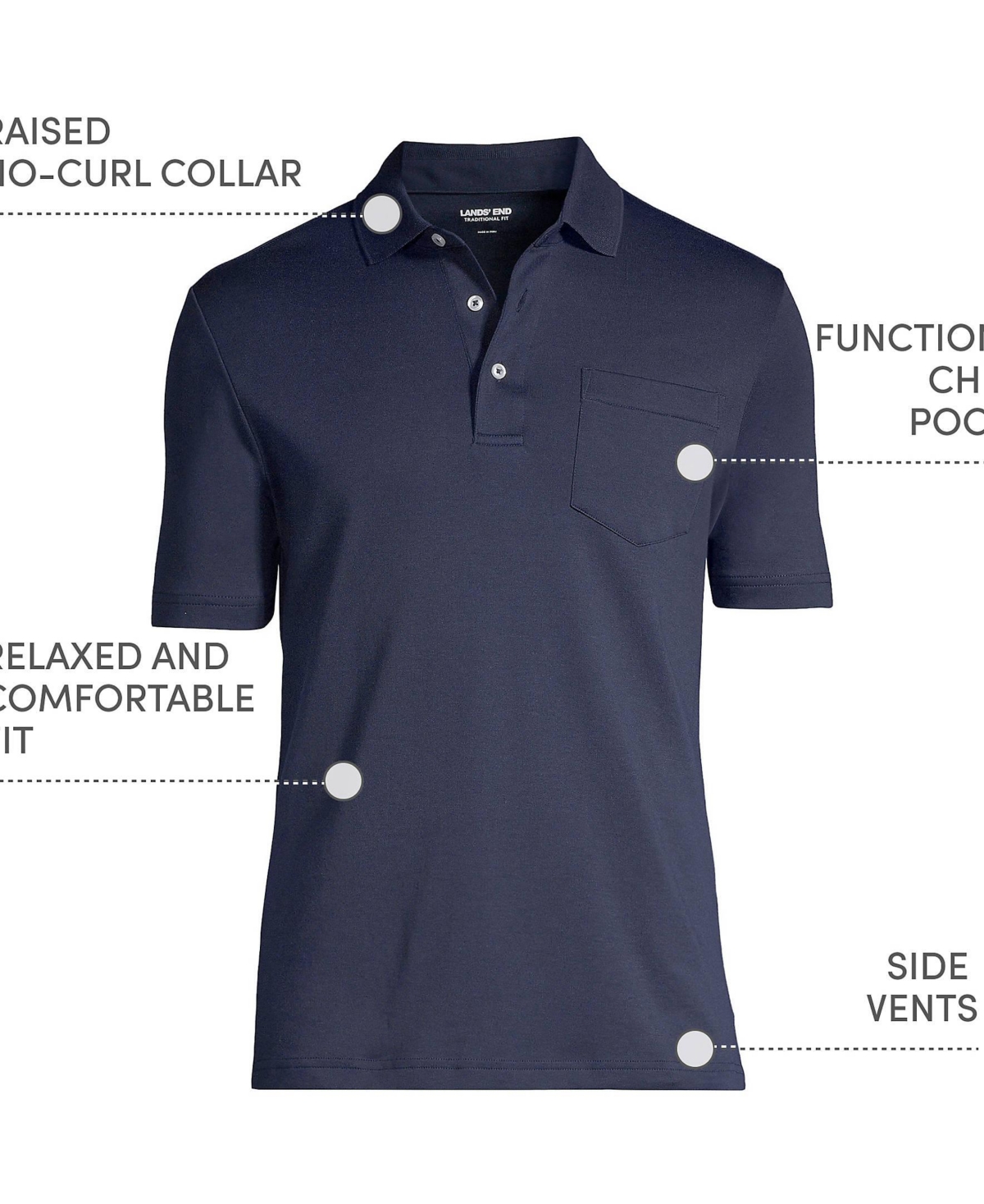 Lands' End Big & Tall Short Sleeve Cotton Supima Polo Shirt with Pocket