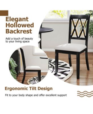 Costway Farmhouse Dining Chairs Modern Kitchen Chairs with Elegant Hollowed backrest