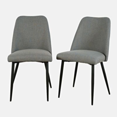 2 Pc Solid Wood Curved Back Spindle Dining Chair Set