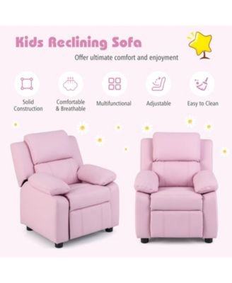 Deluxe Padded Kids Sofa Armchair Recliner Headrest Children w Storage Arms