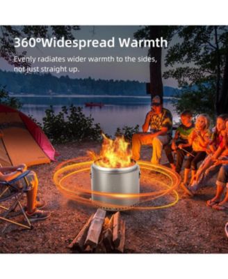 16.5" Portable Smokeless Fire Pit, Stainless Steel Bonfire for Backyard, Patio, Camping & Garden