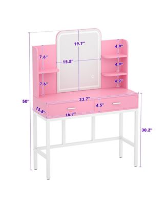 Makeup Vanity with Mirror and Lights, Vanity Table with Drawers