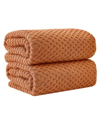 Quick-Drying Cotton Diamond Waffle Textured 2-Piece Oversized Bath Sheet, 68" x 35"