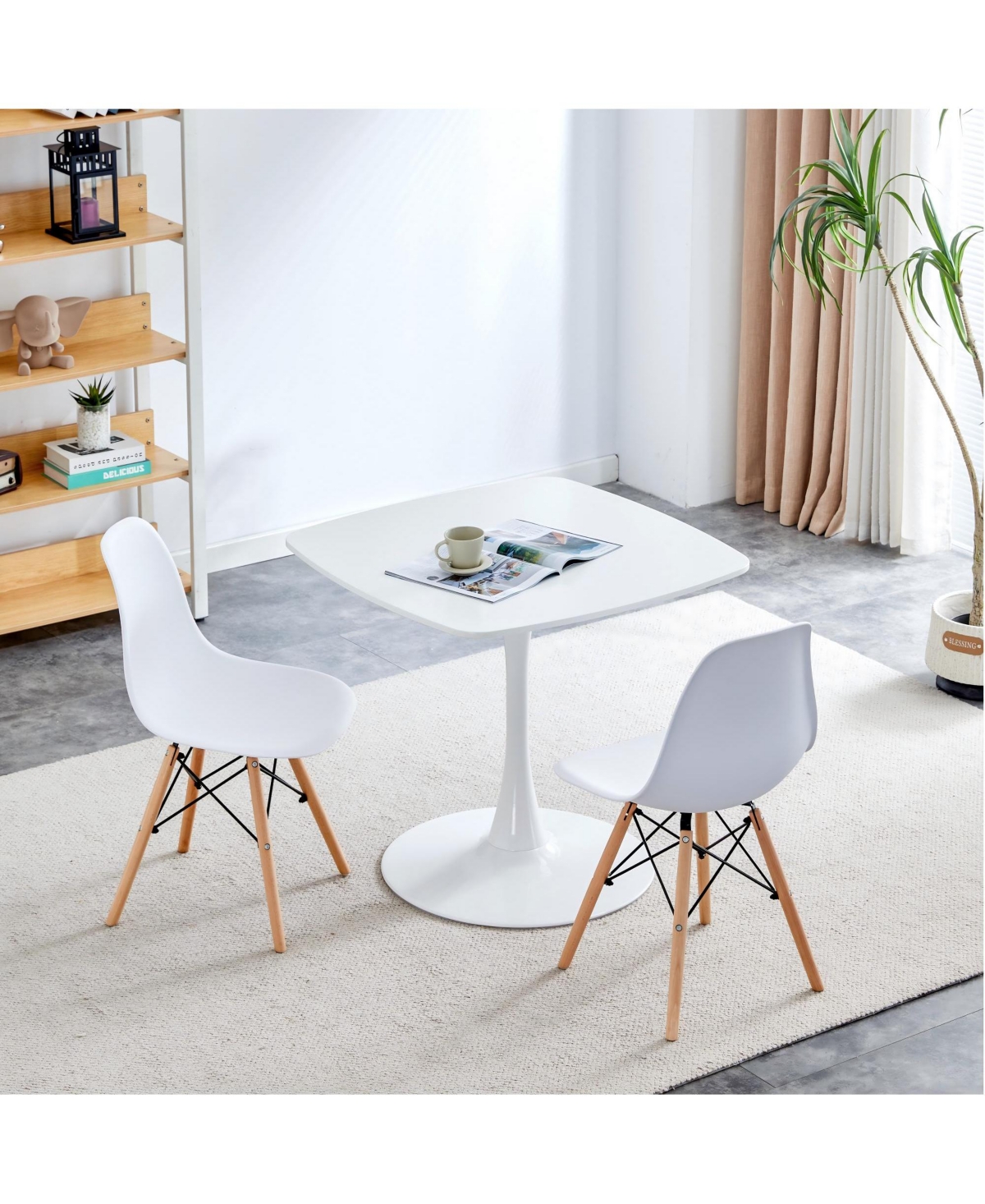 Boyel Living 24 Inch Square Dining Table for 2-4 Person, Modern Small Dining Table with Sturdy Metal Pedestal Base