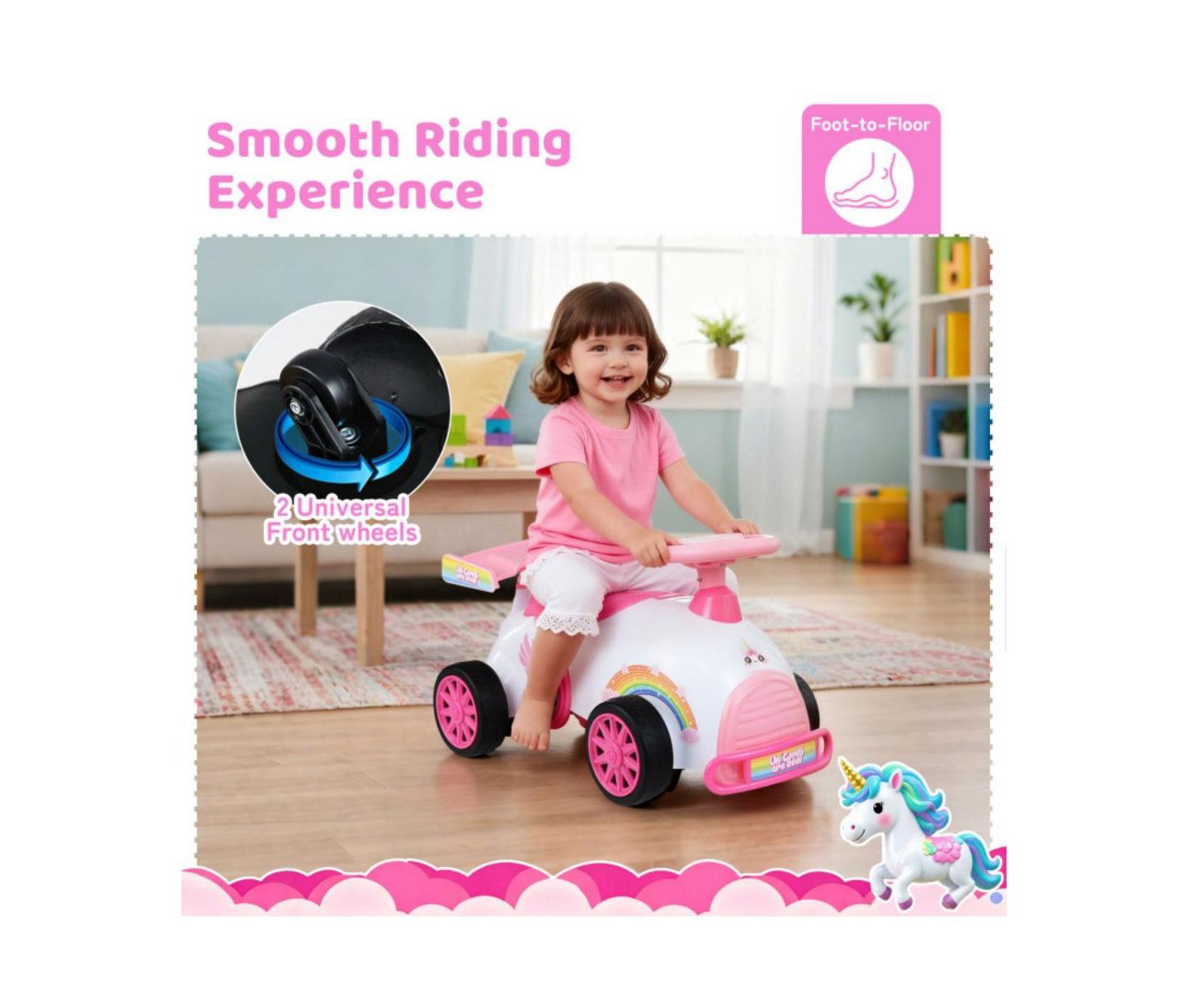 Детская игрушка HONGGE Kids Ride On Sliding Car with Music and Storage, цвет: Розовый — фото 8