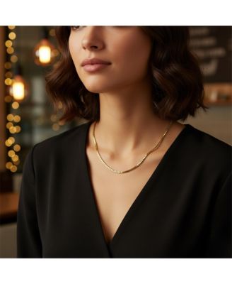 Mens Yellow Gold Plated Stainless Steel Masculine Thin Box Chain Necklace 18 Inch 3mm