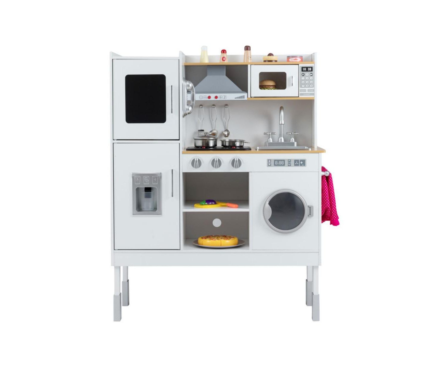 Детские игрушки HONGGE Adjustable-Height Wooden Play Kitchen Set, Ages 3+, цвет: Белый — фото 6