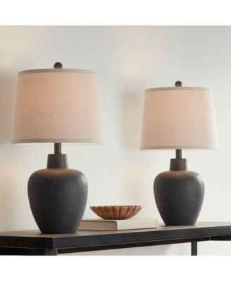 Romeo 23 1/2" High Jar Small Modern Coastal Accent Table Lamps Set of 2 Stone Gray Finish Living Room Bedroom