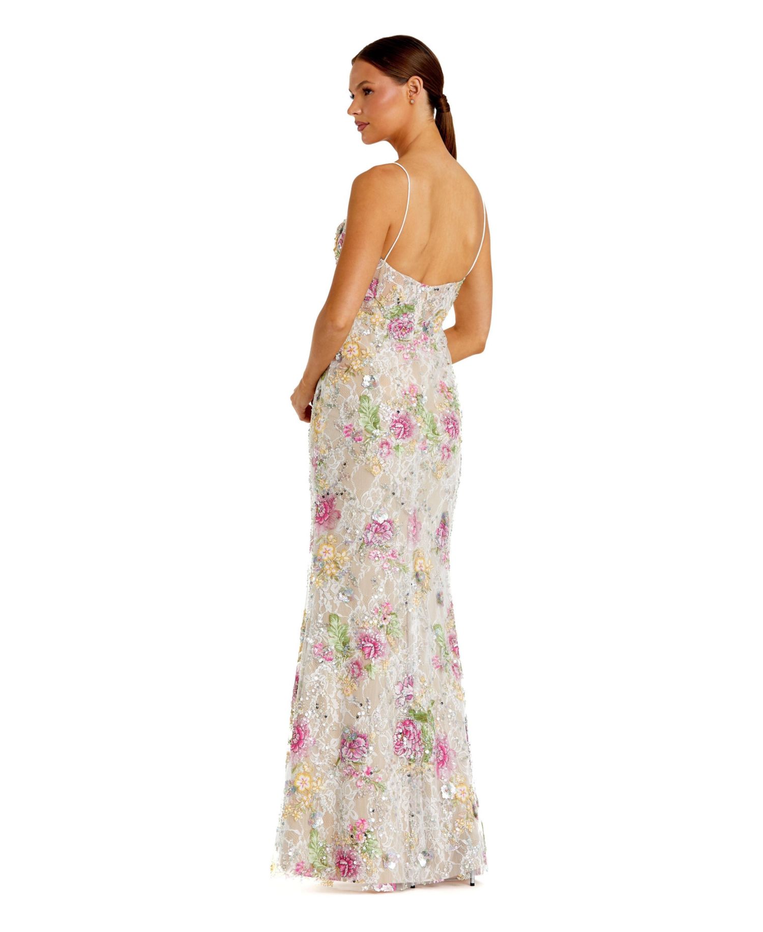 Women's Embellished Bustier Floral Trumpet Gown