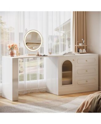 78-Inch Vanity Desk  3 Drawers, with Reversible Cabinet