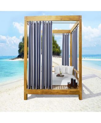 Commonwealth Seascapes Stripes Light Filtering Satiny Look Provide Privacy Grommet Outdoor Panel Pair, Indigo