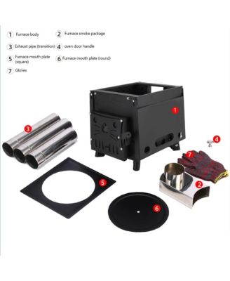 Portable Wood Stove with Top Warming Platform for Camping Cooking & Outdoor Heating