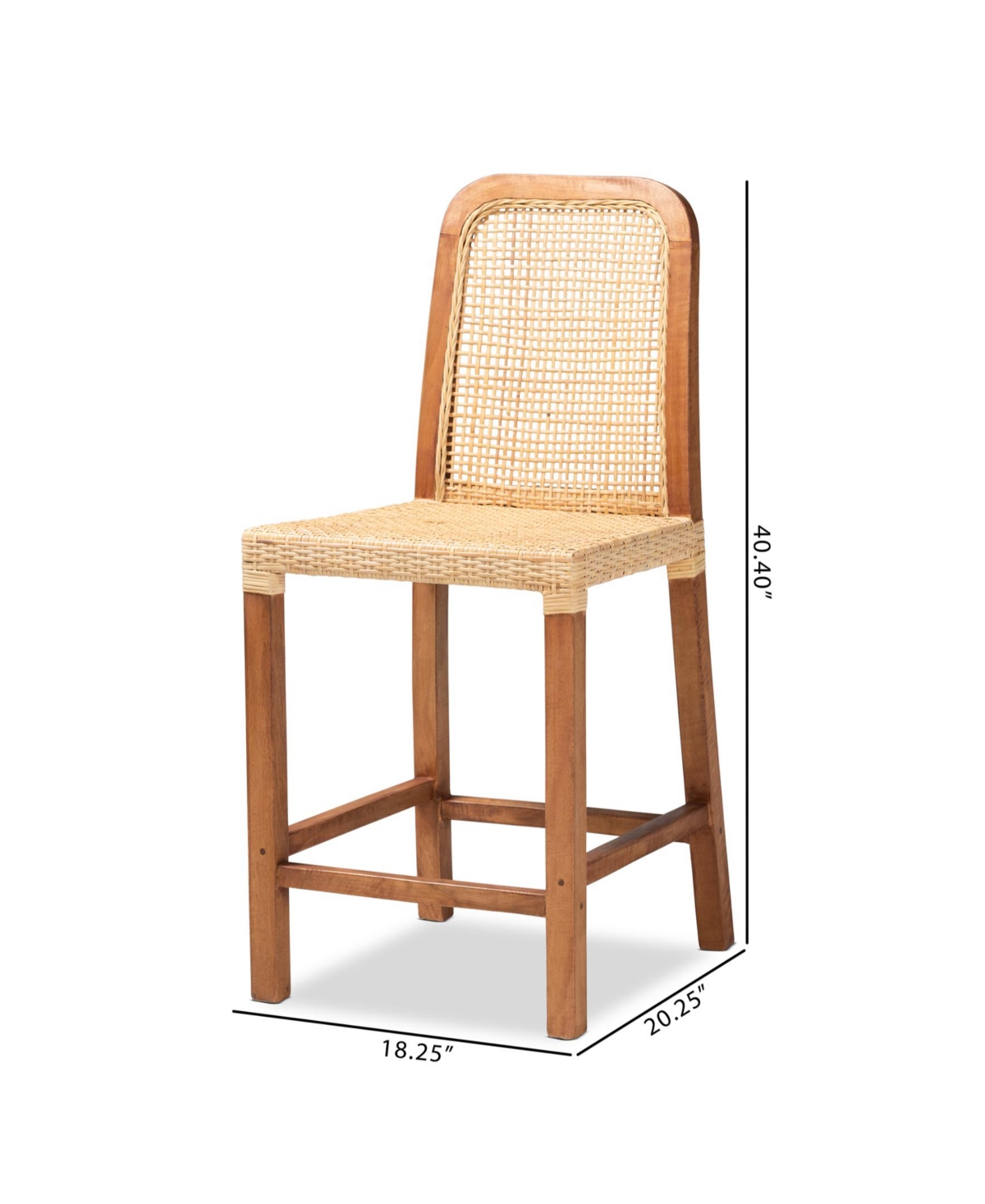 Furniture Caspia 20.25" Rattan Mid-Century Counter Stool