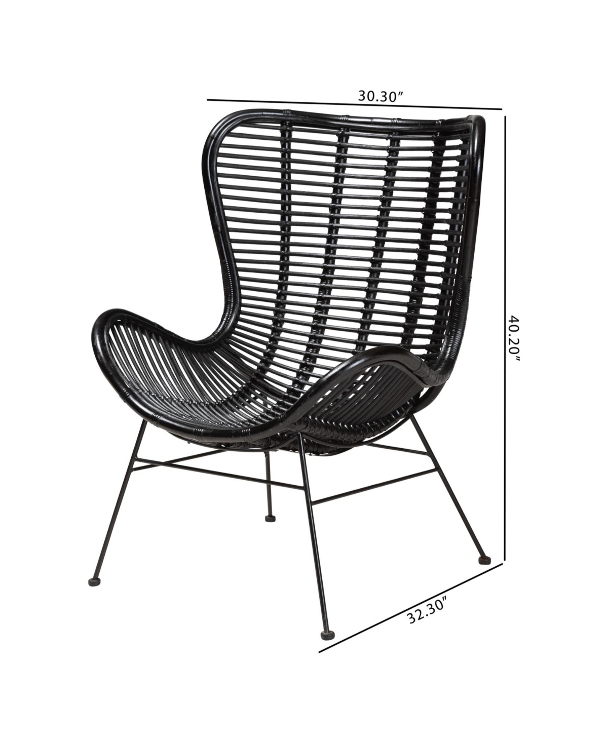 Furniture Colorado 32.3" Rattan Bohemian Accent Chair