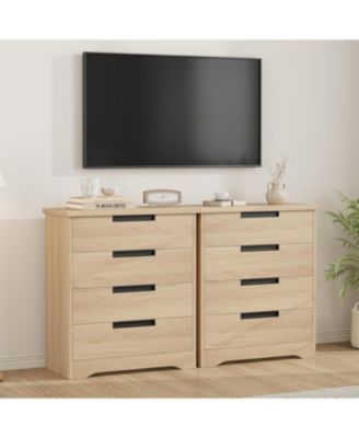 4 Drawer Dresser for Bedroom, Natural Chest of Drawers with Embedded Handles Design