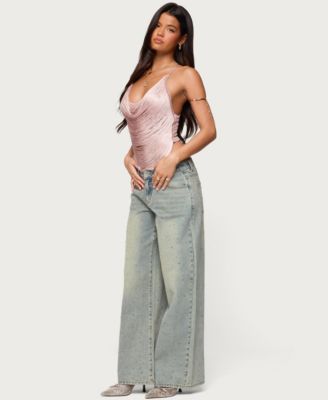 Women's Elenie Fringed Cowl Neck Top