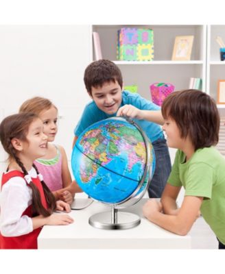Illuminated World Globe 13" Educational LED Constellation Globe Metal Base