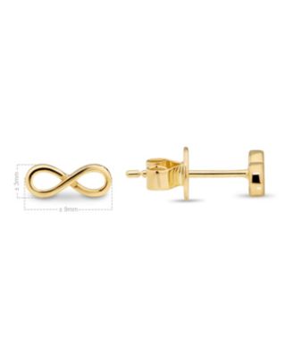 Infinity Stud Earrings in 14K Gold, approx. 1.5 grams.