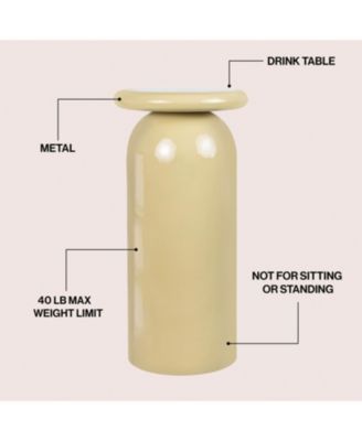 22.75" Metal Mid-Century Modern Metal Sleek Cylinder Drink Table and Decorative End Table