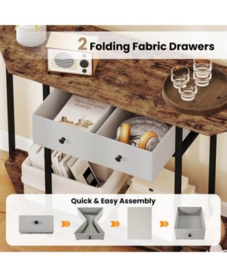 51" Console Table with 2 Drawers Open Storage Shelf 2-Tier Entryway Table