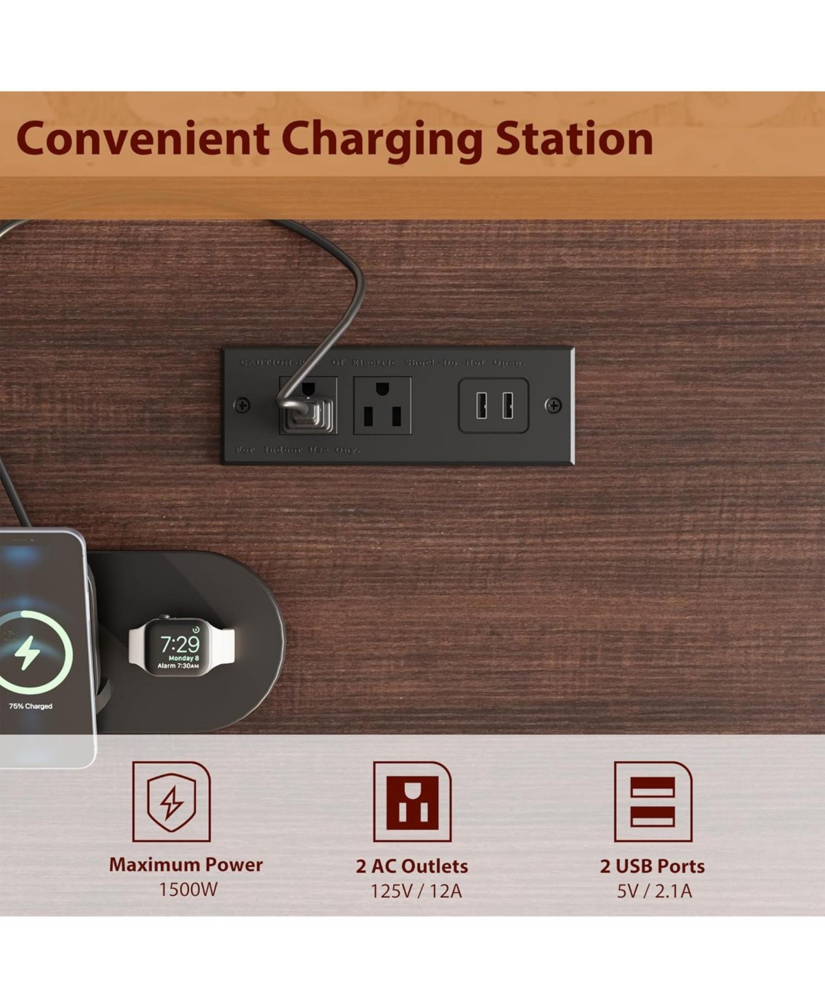 Gaomon 60" Farmhouse Executive Desk with File Drawers, Charging Station, Cabinet Storage, Home Office Computer Writing