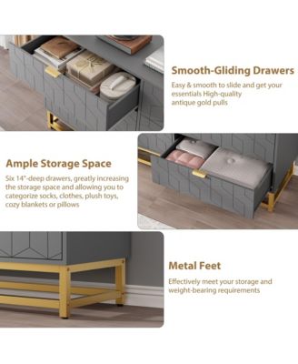 53.5" 6-Drawer Dresser for Bedroom, Wide Modern Storage Chest with Metal Legs, Organizer Cabinet for Entryway or Living Room