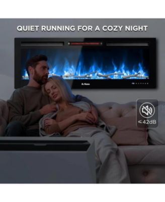 88" Recessed & Wall Mounted Electric Fireplace Heater, Multicolor Flame, 750-1500W, WiFi & Remote Control