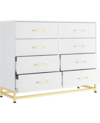Dresser for Bedroom 8 Drawer Dresser & Chest of Drawers, Wooden Dresser Wide Dresser, Metal Handle, Modern Design Dresser for Living Room
