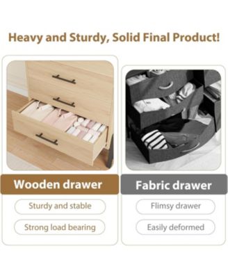 38.6" Tall 4-Drawer Freestanding Dresser, Wooden Storage Chest for Bedroom, Entryway & Living Room, Natural Oak