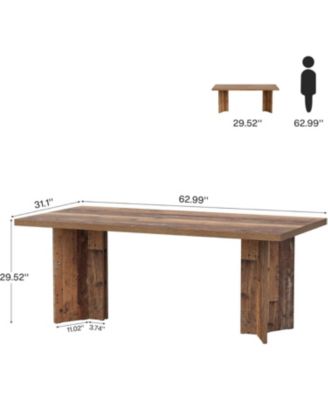63-inch Dining Table for 4-6, Farmhouse Kitchen Table with Large Tabletop, Rectangular Dinner Eating Table