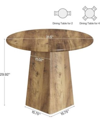 31.5-Inch Round Dining Room Table for 2-4, Farmhouse Small Kitchen Dinner Table, Rustic Brown