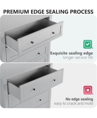 7-Drawer Modern Chest, Deep Storage Drawers with Nickel Round Handles, Stylish Wood Organizer for Bedroom Living Room Entryway