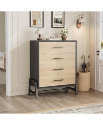 38.6" Tall 4-Drawer Bedroom Dresser, Freestanding Wood Storage Cabinet for Entryway, Closet, or Living Room
