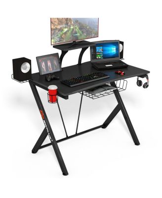 Gaming Desk Computer Desk PC Table Workstation with Headphone Hook & Cup Holder