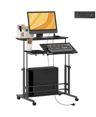 Adjustable Sding Desk, Sd Up Desk with Power Outlets,
