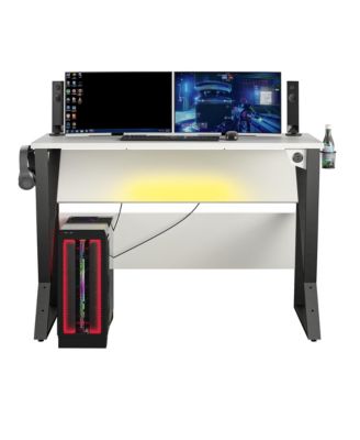 Genesis Electric Adjustable Height Gaming Desk with USB Charging and RGB Lighting White Ergonomic Standing Desk for Professional Gamers