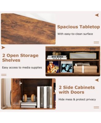 TV Stand for 70" TVs Modern Entertain Center with Power Outlet & 2 Cable Holes