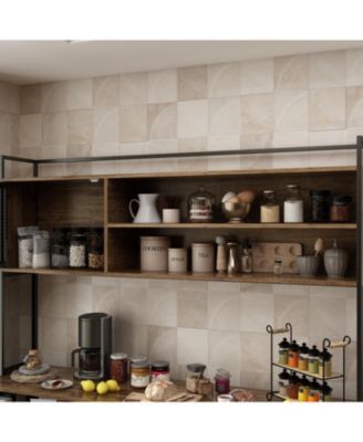 Brown Buffet Sideboard Cabinet with Metal Mesh Doors, 3-Drawers