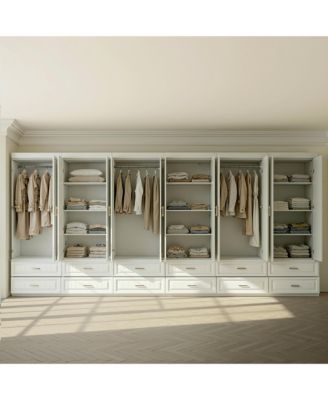 Wooden 4-Door Super Large Bedroom Armoire Wardrobe with Hanging Bars