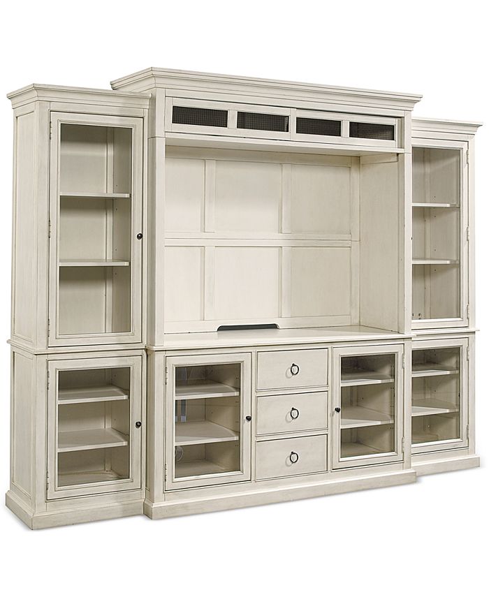 Furniture Sag Harbor White 4-Pc. Wall Unit (2 Bookcases, Entertainment Deck  & Entertainment Console) - Macy's
