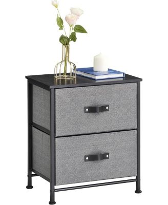 2 Drawer Dresser Nightstand, Black Small Bedside Table with Fabric Drawers, End Table for Bedroom, Living Room, Dorm